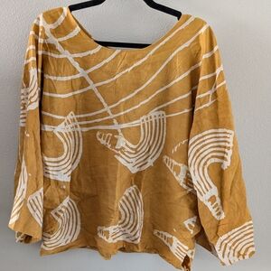 Women's Mustard Batik Top African Print
